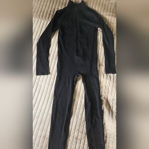 Black Women's Quarter Zip Jumpsuit Medium Compression. Size Medium